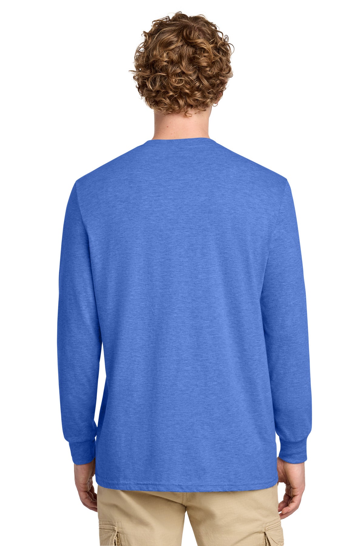 District Perfect Blend CVC Long Sleeve Tee DT109 Heathered Royal