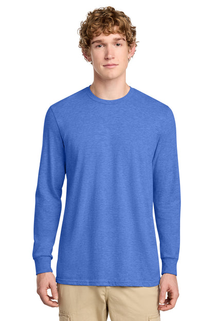 District Perfect Blend CVC Long Sleeve Tee DT109 Heathered Royal