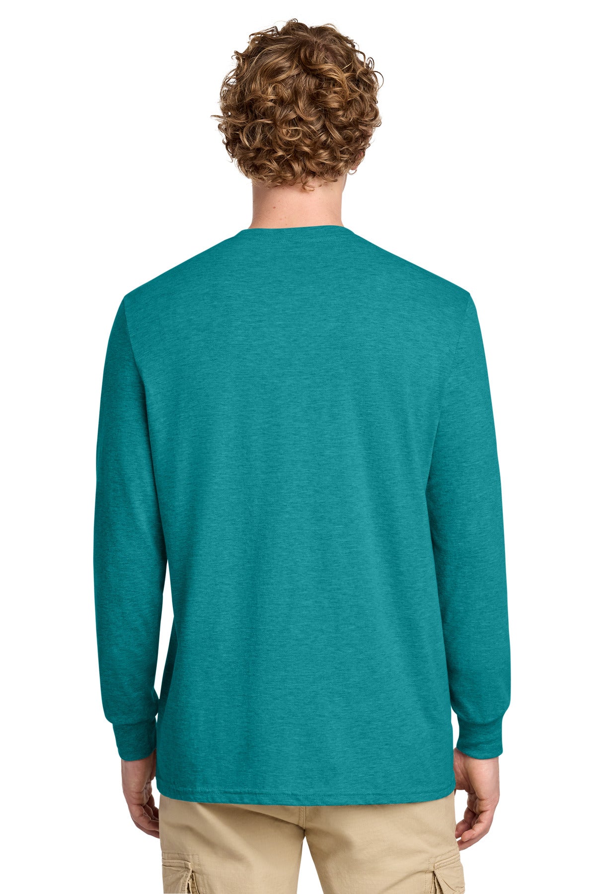 District Perfect Blend CVC Long Sleeve Tee DT109 Heathered Teal