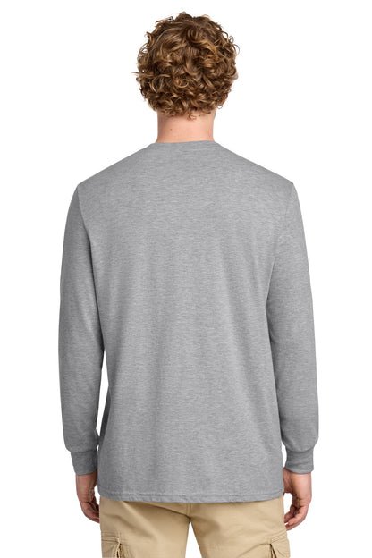 District Perfect Blend CVC Long Sleeve Tee DT109 Light Heather Grey