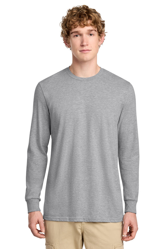 District Perfect Blend CVC Long Sleeve Tee DT109 Light Heather Grey