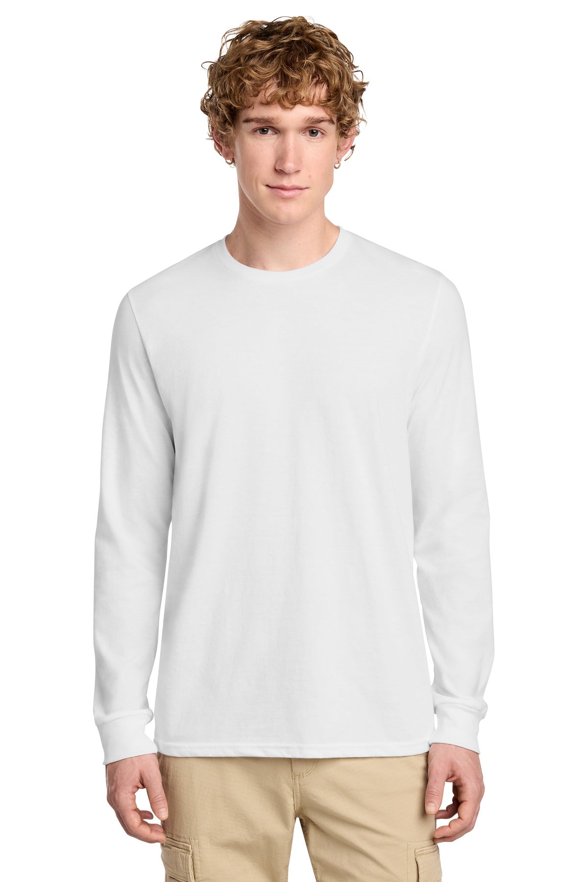 District Perfect Blend CVC Long Sleeve Tee DT109 White