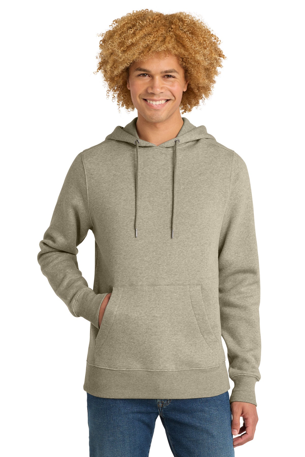 District Perfect Weight Fleece Hoodie DT1101 Heathered Latte