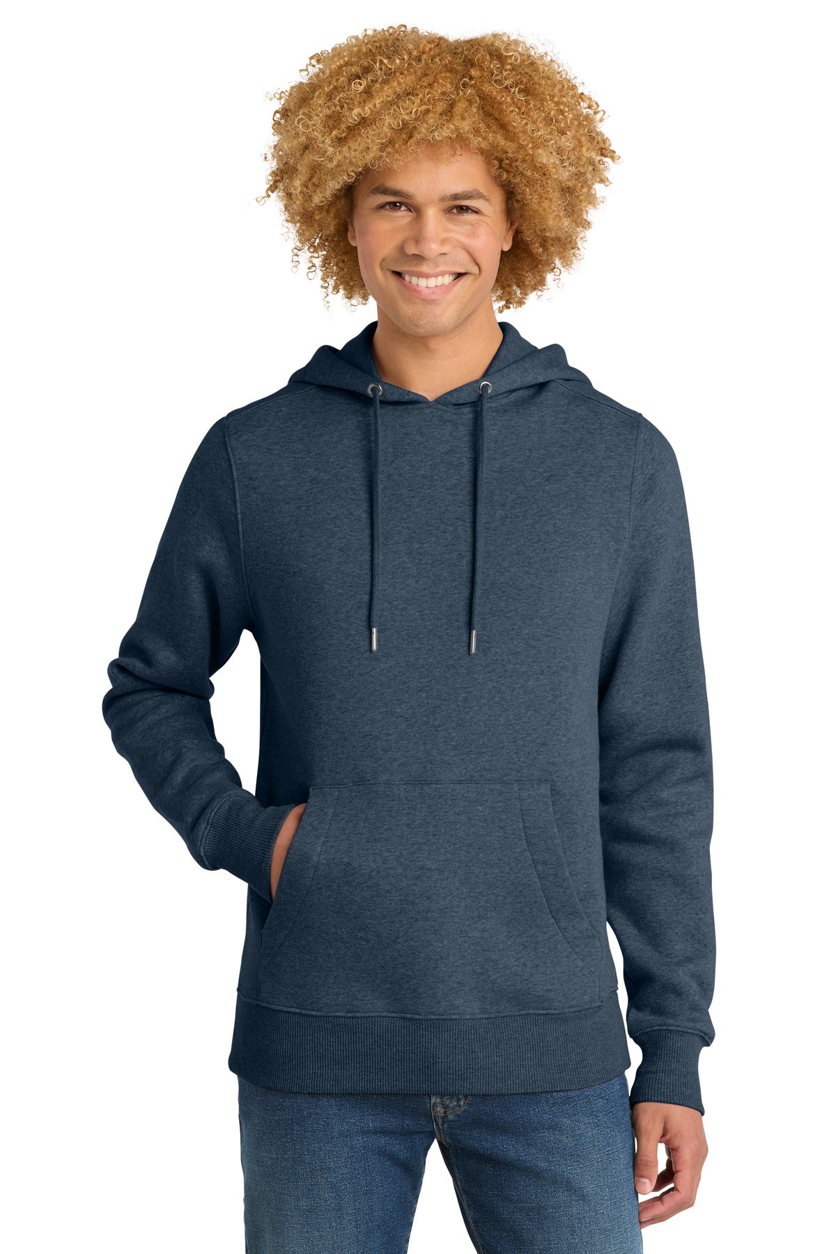 District Perfect Weight Fleece Hoodie DT1101 Heathered Navy