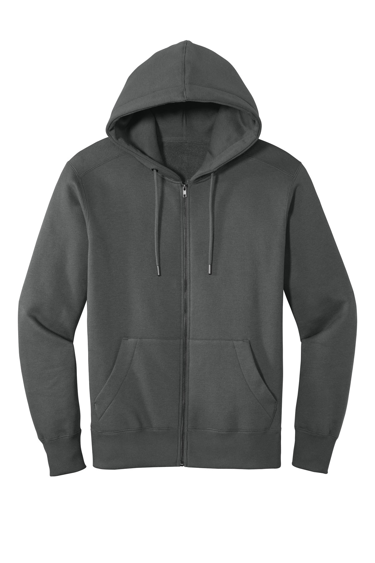District Perfect Weight Fleece Full-Zip Hoodie DT1103 Charcoal