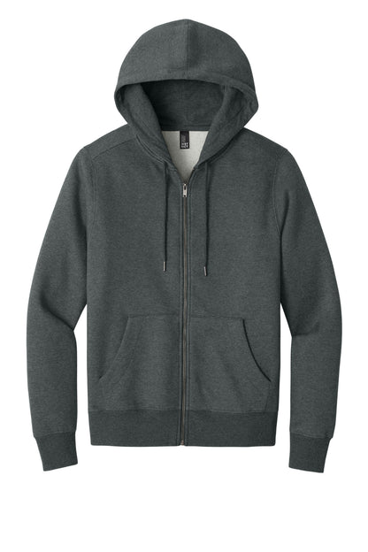 District Perfect Weight Fleece Full-Zip Hoodie DT1103 Heathered Charcoal