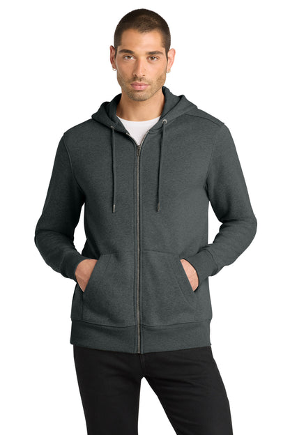 District Perfect Weight Fleece Full-Zip Hoodie DT1103 Heathered Charcoal