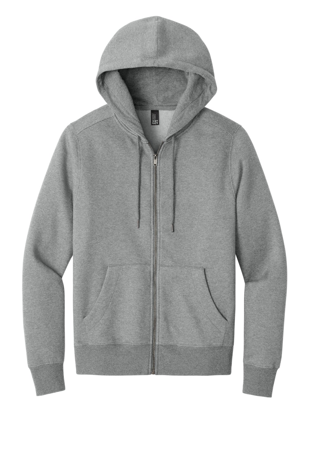 District Perfect Weight Fleece Full-Zip Hoodie DT1103 Heathered Steel