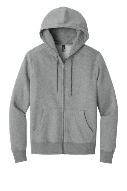 District Perfect Weight Fleece Full-Zip Hoodie DT1103 Heathered Steel