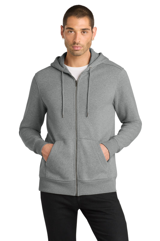District Perfect Weight Fleece Full-Zip Hoodie DT1103 Heathered Steel