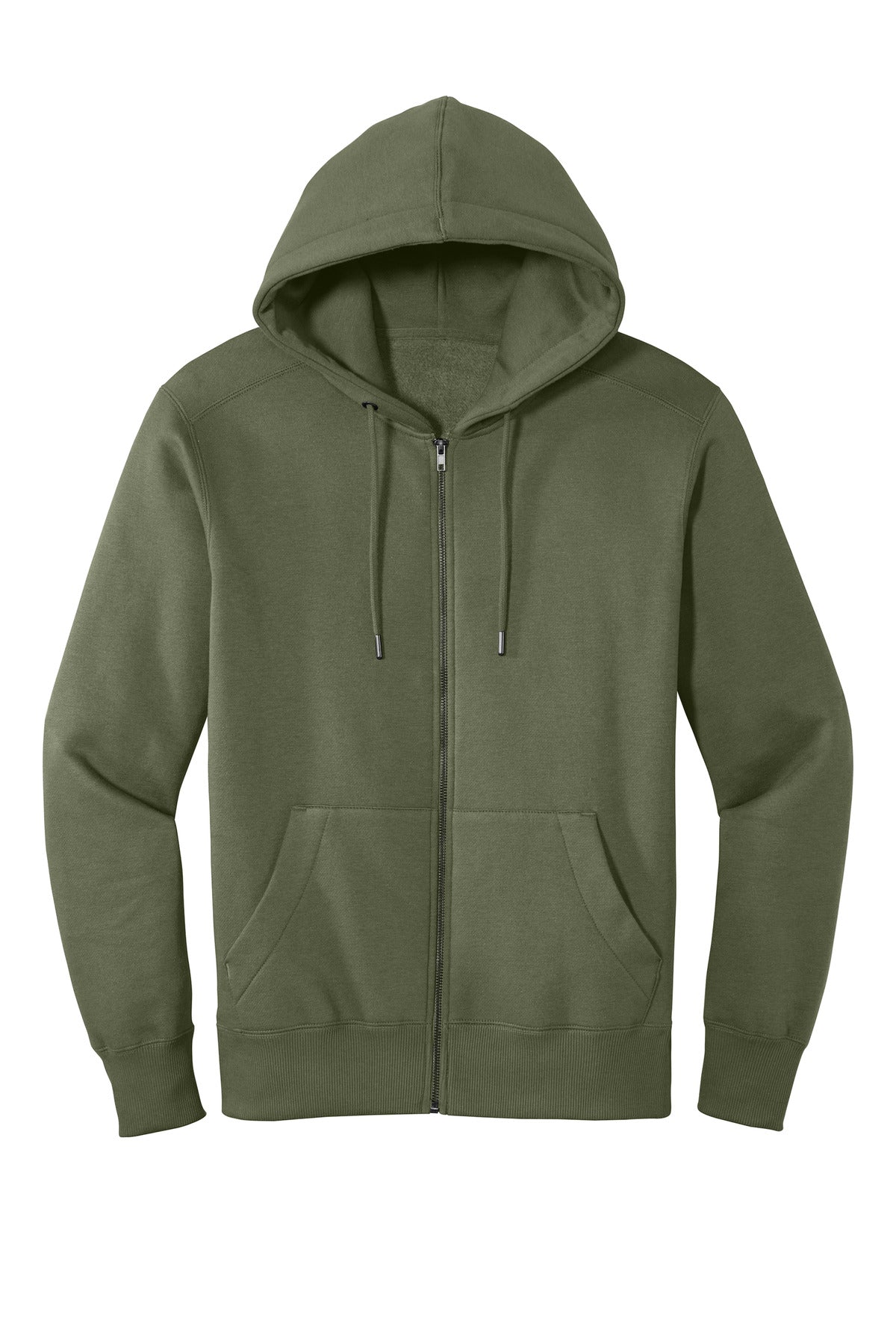 District Perfect Weight Fleece Full-Zip Hoodie DT1103 Military Green
