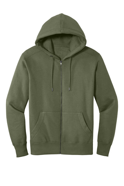 District Perfect Weight Fleece Full-Zip Hoodie DT1103 Military Green