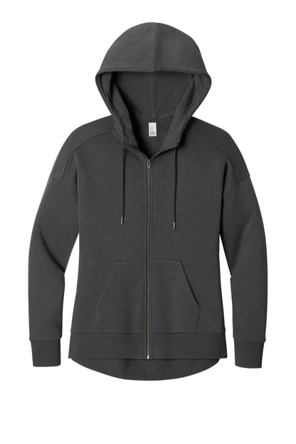 District Women's Perfect Weight Fleece Drop Shoulder Full-Zip Hoodie DT1104 Charcoal