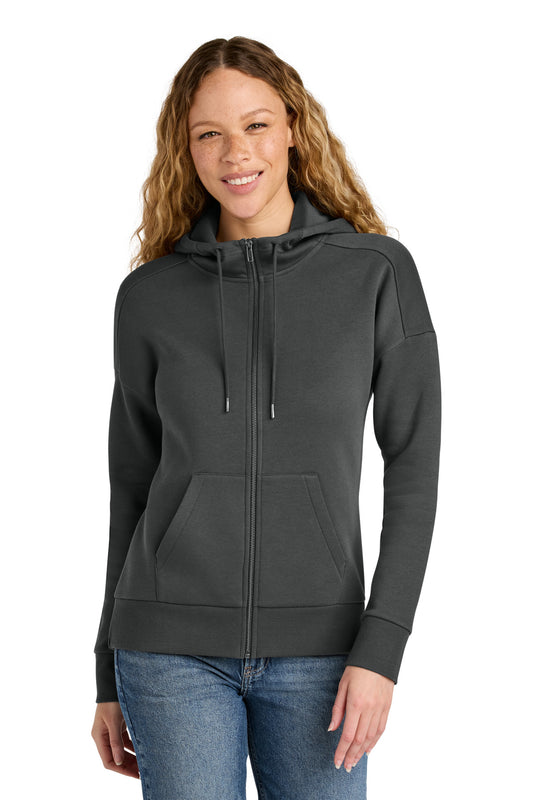 District Women's Perfect Weight Fleece Drop Shoulder Full-Zip Hoodie DT1104 Charcoal