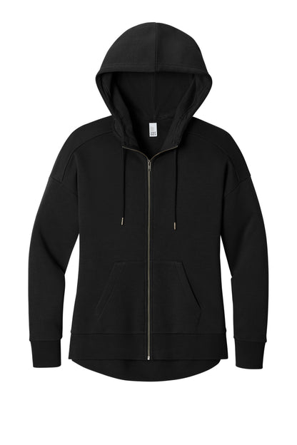 District Women's Perfect Weight Fleece Drop Shoulder Full-Zip Hoodie DT1104 Jet Black