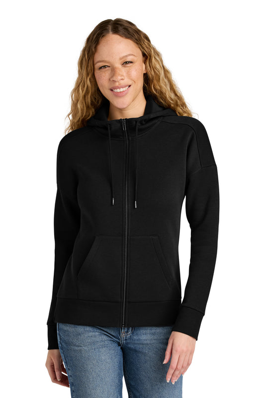 District Women's Perfect Weight Fleece Drop Shoulder Full-Zip Hoodie DT1104 Jet Black