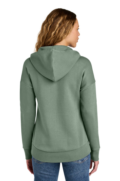 District Women's Perfect Weight Fleece Drop Shoulder Full-Zip Hoodie DT1104 Laurel Green