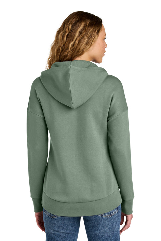 District Women's Perfect Weight Fleece Drop Shoulder Full-Zip Hoodie DT1104 Laurel Green