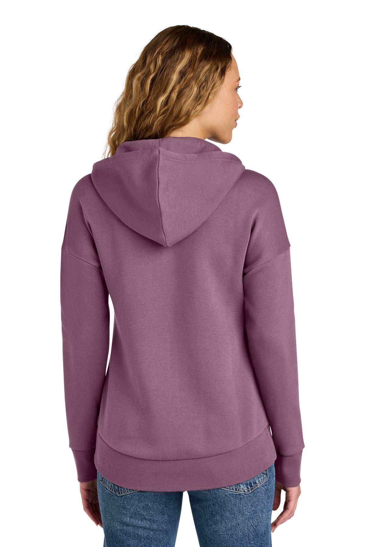 District Women's Perfect Weight Fleece Drop Shoulder Full-Zip Hoodie DT1104 Orchid Haze