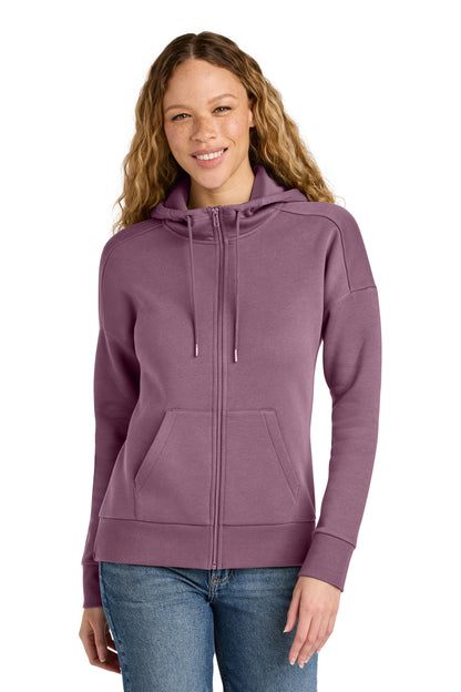 District Women's Perfect Weight Fleece Drop Shoulder Full-Zip Hoodie DT1104 Orchid Haze