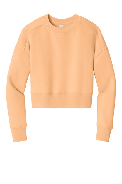 District Women's Perfect Weight Fleece Cropped Crew DT1105 Apricot