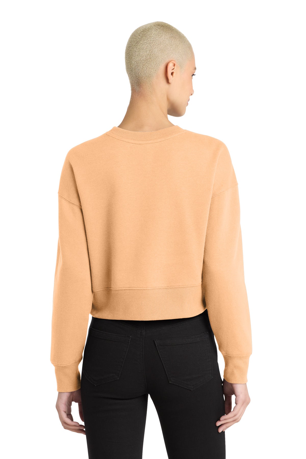 District Women's Perfect Weight Fleece Cropped Crew DT1105 Apricot