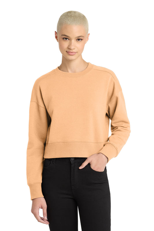 District Women's Perfect Weight Fleece Cropped Crew DT1105 Apricot