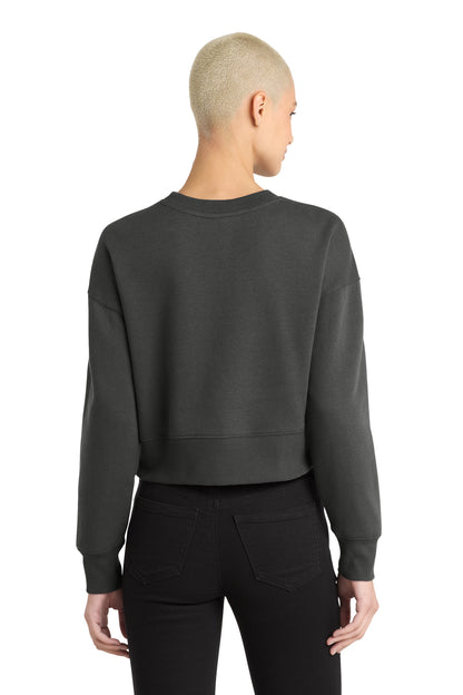 District Women's Perfect Weight Fleece Cropped Crew DT1105 Charcoal