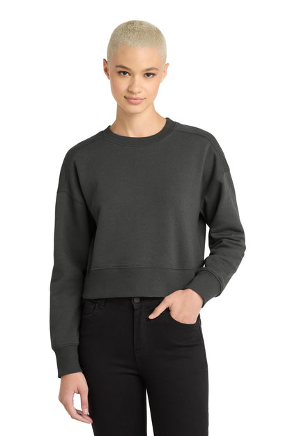 District Women's Perfect Weight Fleece Cropped Crew DT1105 Charcoal