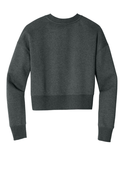 District Women's Perfect Weight Fleece Cropped Crew DT1105 Heathered Charcoal