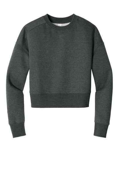 District Women's Perfect Weight Fleece Cropped Crew DT1105 Heathered Charcoal