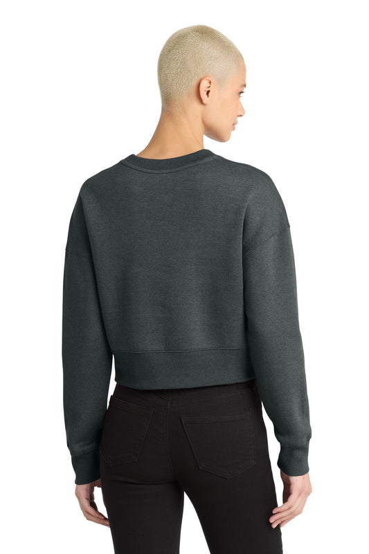 District Women's Perfect Weight Fleece Cropped Crew DT1105 Heathered Charcoal