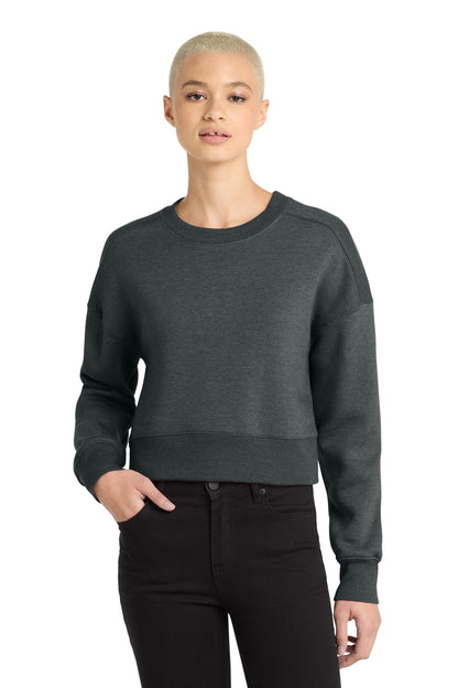 District Women's Perfect Weight Fleece Cropped Crew DT1105 Heathered Charcoal