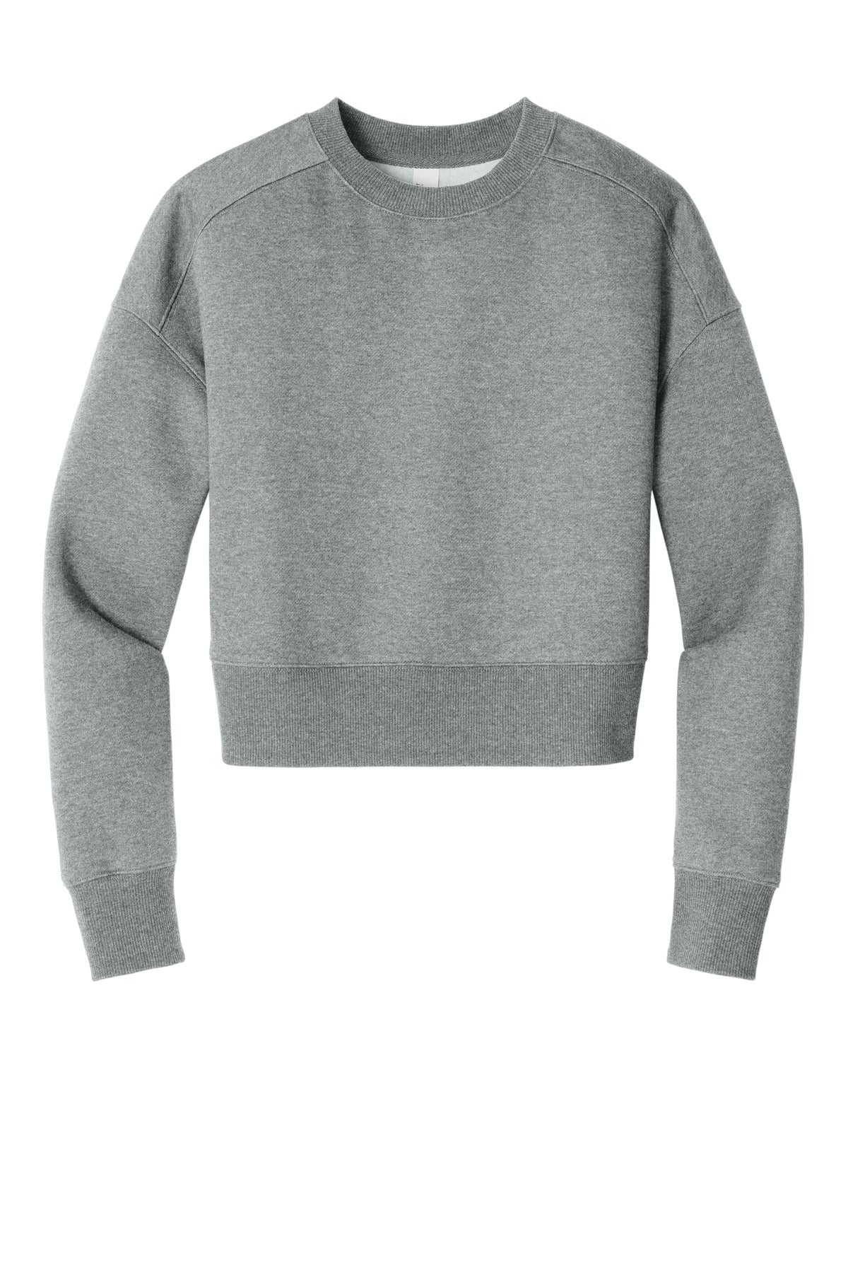 District Women's Perfect Weight Fleece Cropped Crew DT1105 Heathered Steel