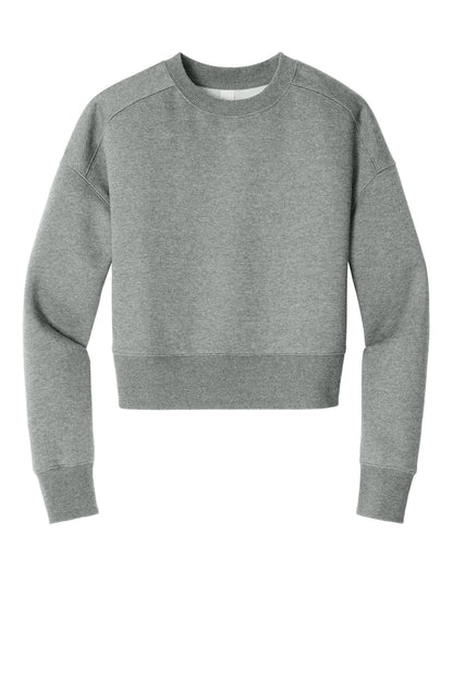 District Women's Perfect Weight Fleece Cropped Crew DT1105 Heathered Steel
