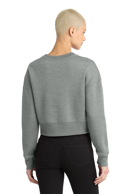 District Women's Perfect Weight Fleece Cropped Crew DT1105 Heathered Steel