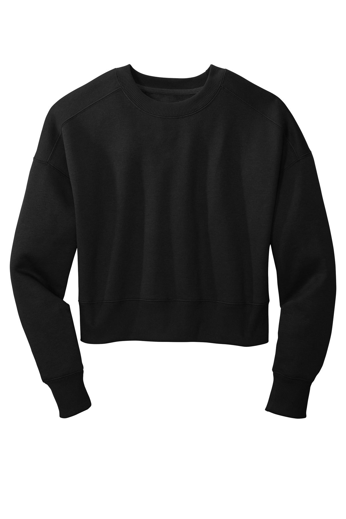 District Women's Perfect Weight Fleece Cropped Crew DT1105 Jet Black