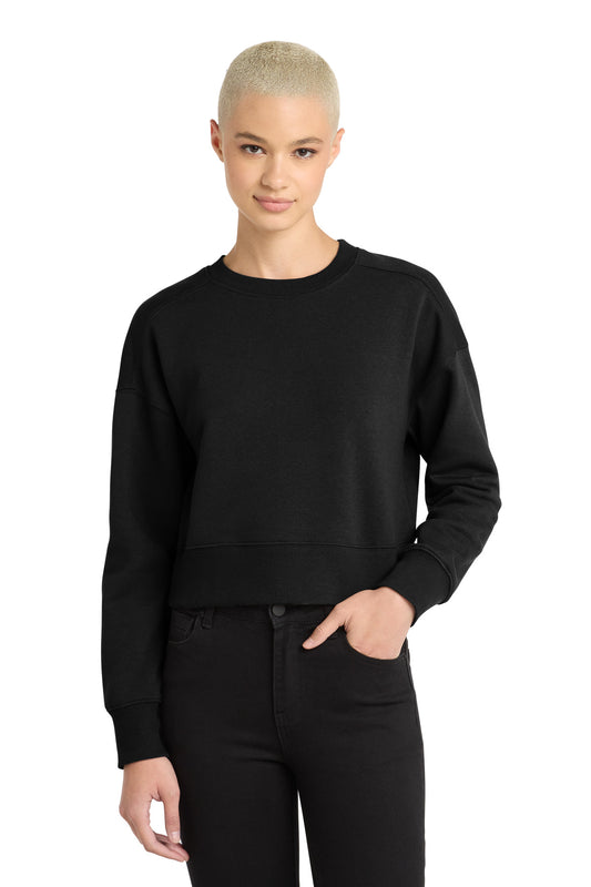 District Women's Perfect Weight Fleece Cropped Crew DT1105 Jet Black