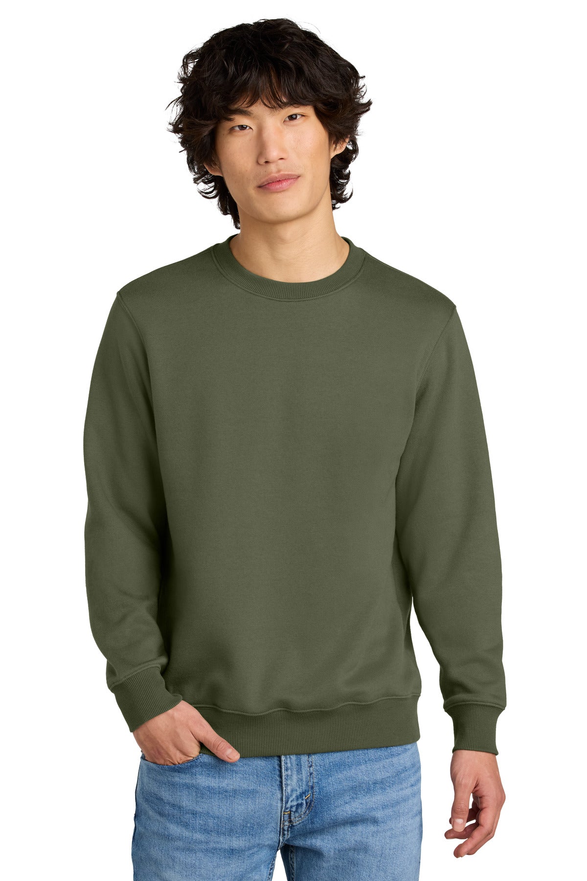 District Perfect Weight Fleece Crew DT1106 Military Green