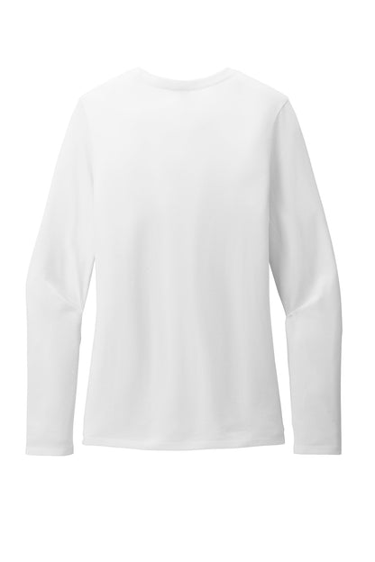 District Women's Perfect Blend CVC Long Sleeve Tee DT110 White