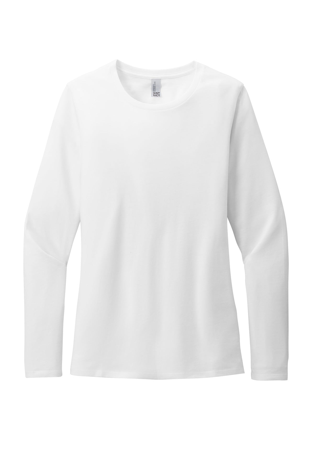 District Women's Perfect Blend CVC Long Sleeve Tee DT110 White
