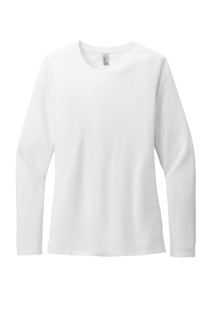 District Women's Perfect Blend CVC Long Sleeve Tee DT110 White