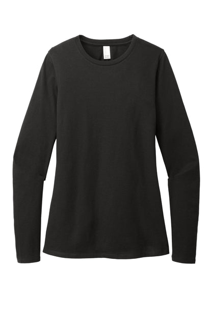 District Women's Perfect Blend CVC Long Sleeve Tee DT110 Black