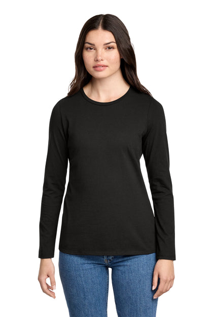 District Women's Perfect Blend CVC Long Sleeve Tee DT110 Black