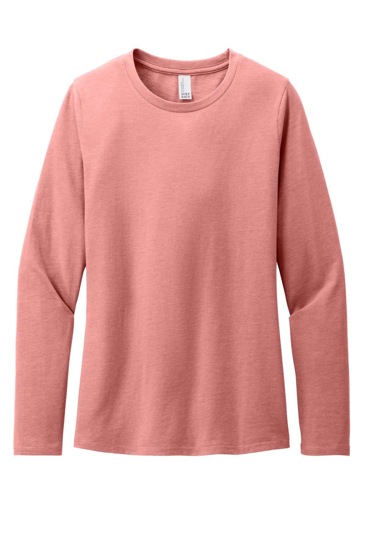 District Women's Perfect Blend CVC Long Sleeve Tee DT110 Blush Frost