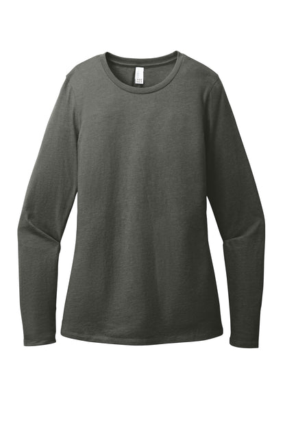 District Women's Perfect Blend CVC Long Sleeve Tee DT110 Heathered Charcoal