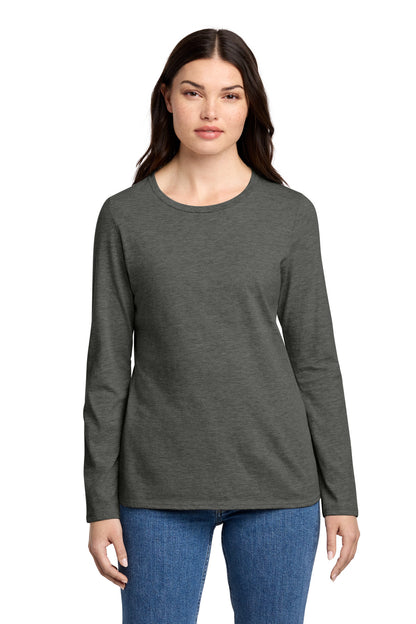 District Women's Perfect Blend CVC Long Sleeve Tee DT110 Heathered Charcoal