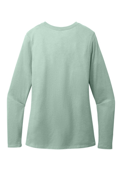 District Women's Perfect Blend CVC Long Sleeve Tee DT110 Heathered Dusty Sage