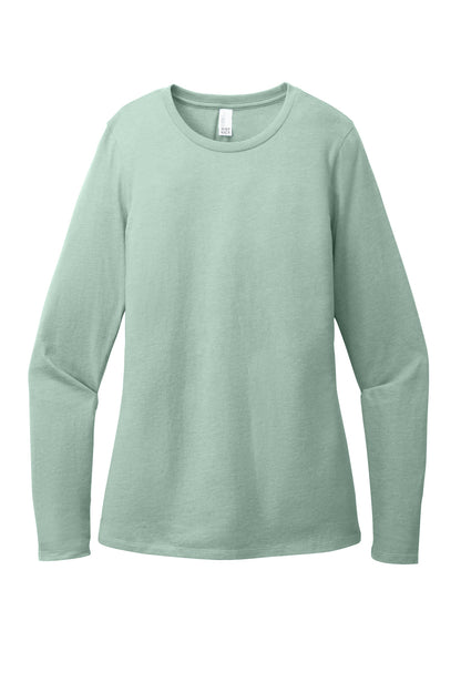 District Women's Perfect Blend CVC Long Sleeve Tee DT110 Heathered Dusty Sage