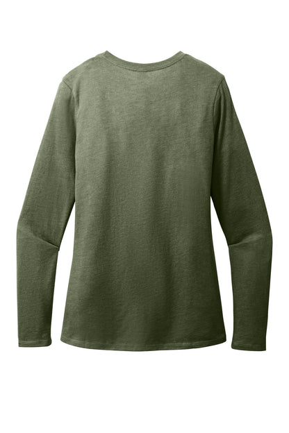 District Women's Perfect Blend CVC Long Sleeve Tee DT110 Heathered Olive